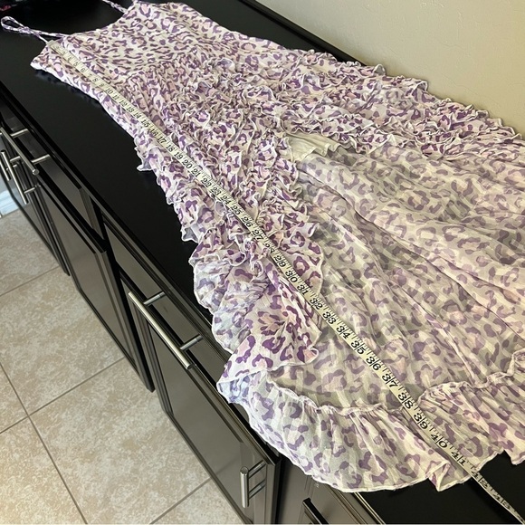 Rococo Sand Avana Midi ruffled corset dress, high low hem, leopard print, sz M - Picture 13 of 17